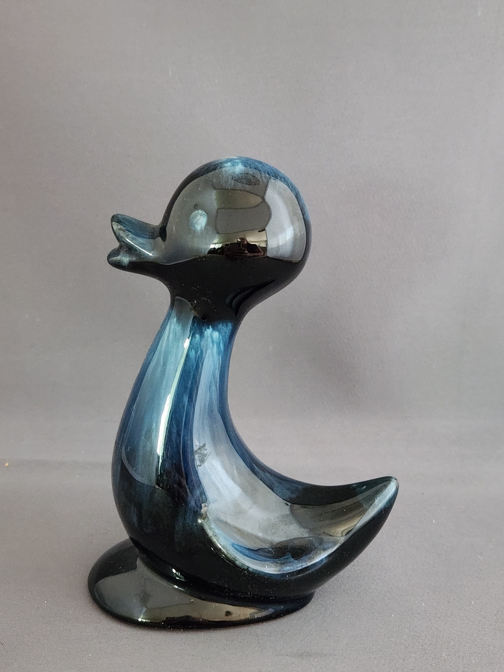 Blue Ceramic Duck Figurine